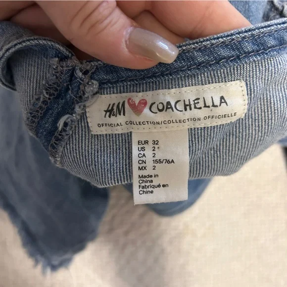 H&M Loves Coachella Denim Wrap Dress with Floral Embroidery - Picture 8 of 9